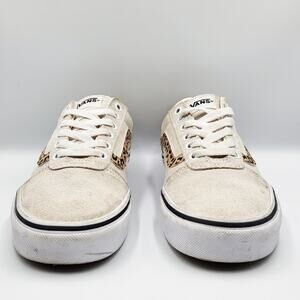 Vans Ward Cream Cheetah Leopard Stripe Suede Low Top Sneakers Women’s 7.5 (US)
